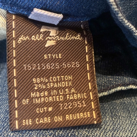7 For All Mankind Button Fly Relaxed Flare Jeans Blue Size 31 TALL 32” - Picture 7 of 12